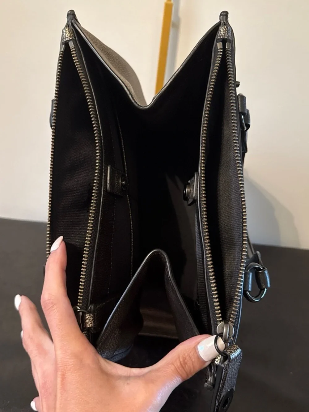 Coach Metallic Gold Pebbled Satchel with Black Trim